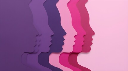 International Women's Day Poster with Multicultural Silhouette Art for Sisterhood and Equality