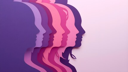 International Women's Day Poster with Multicultural Silhouette Art for Sisterhood and Equality