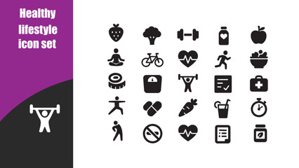Healthy lifestyle icon set