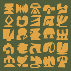Abstract Cut Out Shapes Vector Set, Mid Century Modern Geometric Forms and Organic Design Elements