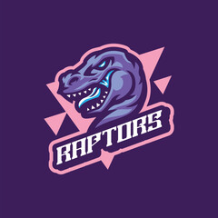 Raptors mascot logo design vector. Angry raptor illustration for sport team.