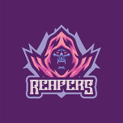 Reapers mascot logo design vector. Head reapers illustration for sport team.