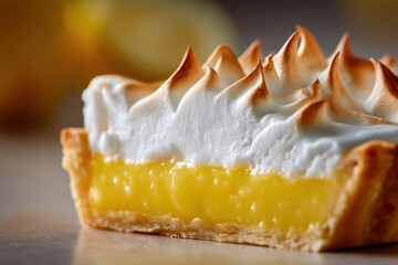 Homemade lemon pie with whipped meringue