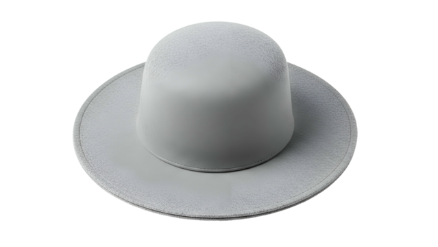 Monochrome three dimensional rendering of a wide brim hat isolated on a dark background