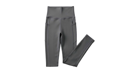 Close up view of athletic form fitting bottoms with pockets displayed against a dark background