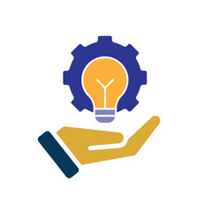 Automation icon. Artificial intelligence. Gear with a light in the middle in hand. automatic, manager, web. Flat design style.