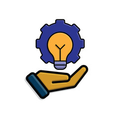 Automation icon. Artificial intelligence. Gear with a light in the middle in hand. automatic, manager, web. Isometric design style.
