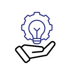 Automation icon. Artificial intelligence. Gear with a light in the middle in hand. automatic, manager, web. Outline design style.
