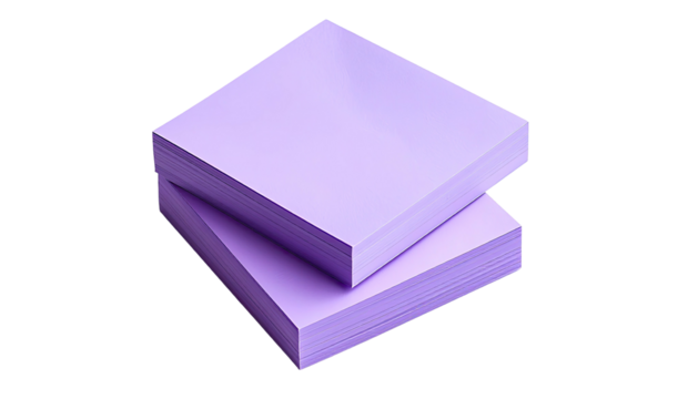 Stacked violet square papers create minimalist visual