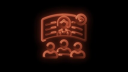 Neon style webinar training online education remote conference meeting 3d animation