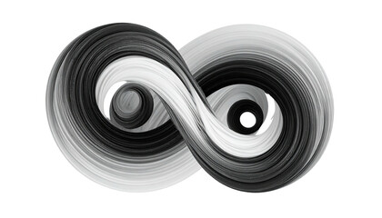 Black-and-white infinity shape, smooth curves against black