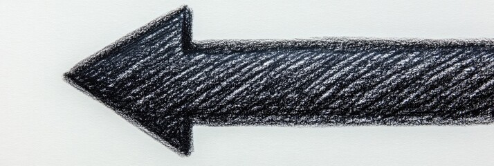 Sketchy arrow pointing left on white background