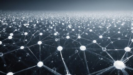 Abstract network of interconnected nodes.  Vast expanse of connected points