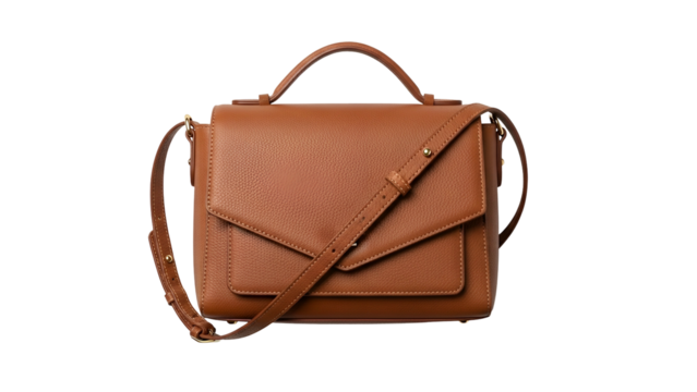 Sophisticated leather satchel style handbag displayed against a solid black background - Powered by Adobe