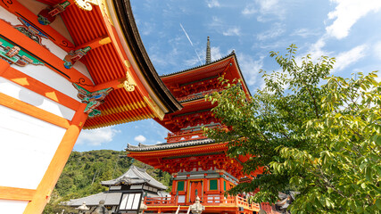Red pagoda in Kyoto, Japan on september 29th 2025