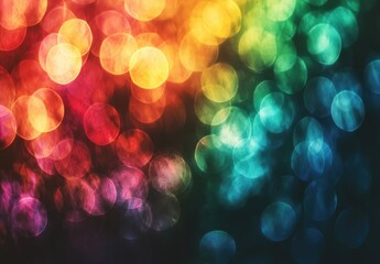 Bokeh circles blend red, yellow, green, blue in soft focus