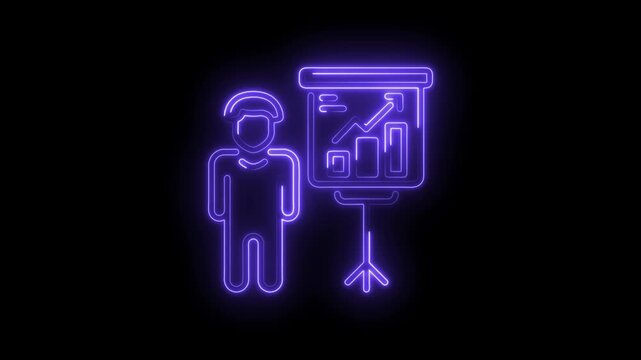 Business presentation neon style animation showing increase in sales and financial growth trend - Powered by Adobe