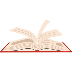 An Open Book With Cream Colored Pages and a Red Cover Isolated on a White Background Showcasing Knowledge and Reading Literature