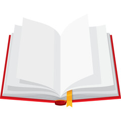 An Open Red Book With Blank White Pages And A Yellow Bookmark Illuminated By Soft Light