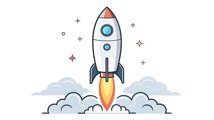 Red & Gray Colour Rocket icon white background