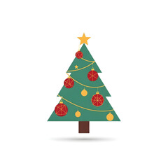 Decorated Christmas Tree Illustration with Ornaments
