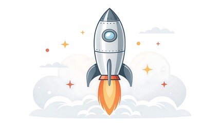 space rocket in space gray colour out side star