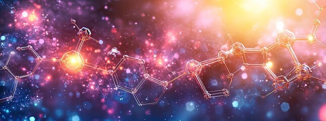 Molecule structure against a cosmic backdrop