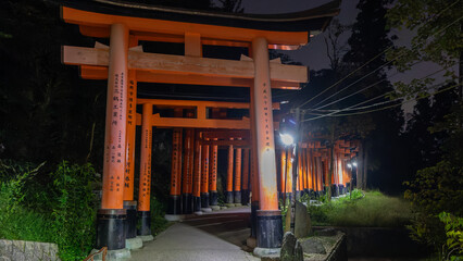 The beautiful Fushimi Inari Taisha temple and red torii in Kyoto, Japan on september 29th 2025