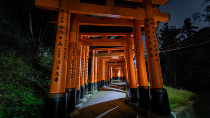 The beautiful Fushimi Inari Taisha temple and red torii in Kyoto, Japan on september 29th 2025