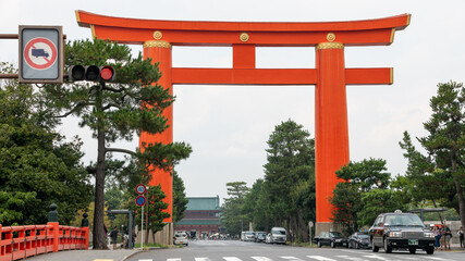 Beautiful red torii in Kyoto, Japan on september 29th 2025