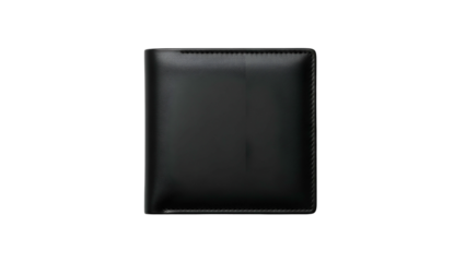 Sleek black leather accessory is positioned centrally against a solid black background