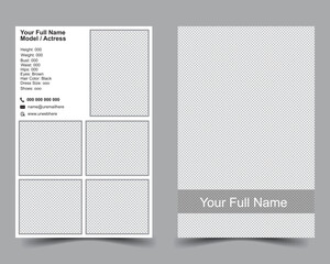 Fototapeta premium A modern, sleek, and elegant design modeling comp card and size is 5.5/8.5 inches