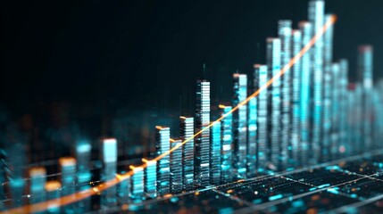 Abstract Data Visualization with Bar Graphs and Trend Lines Representing Growth and Analysis in a Modern Digital Environment