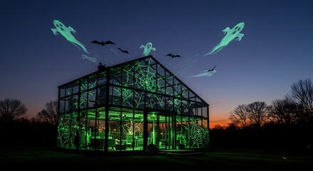 A glass and steel house where the only decoration is an impossibly complex, single-string laser light show creating spiderwebs