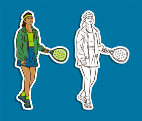 Illustration of a Woman Waiting to Hit a Padel Ball