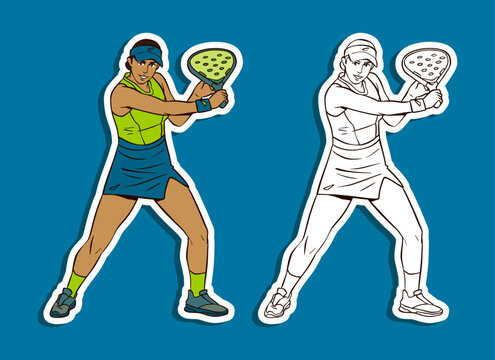 Illustration of a Woman Playing a Padel Backhand