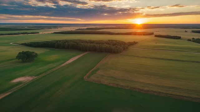 Stunning Aerial Drone Video of North Dakota Prairie Pasture at Sunset