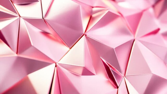 Abstract polygon background with faceted geometric shapes in various shades of pink