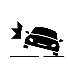 Glyph Icon - Car hitting wall or object indicating crash test or accident safety. © Yan