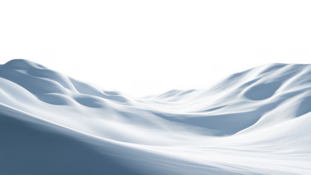 Gentle snowy hills form a peaceful winter scene, AI, PNG