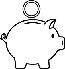 Piggy bank illustration, saving money concept, financial planning icon, budget management symbol, investment growth idea, economy savings graphic, banking deposit design