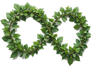 green leaves forming to an infinity recycle sign on a white isolated.