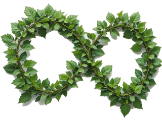 green leaves forming to an infinity recycle sign on a white isolated.
