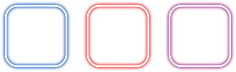 Colorful neon rounded square frames perfect for graphic design elements and text