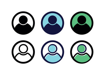User Profile Icon Set, Circular Avatar Outline, Filled Variants for Account, UI, Social Media