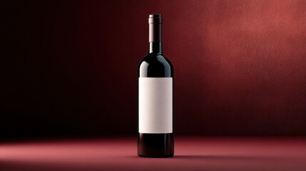 Wine bottle on dark red background