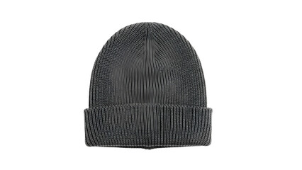 Knitted woolen headwear displays detailed texture against a pure black background