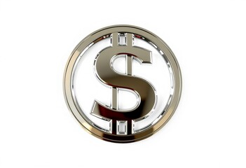 Golden 3D dollar sign symbol for business and web design
