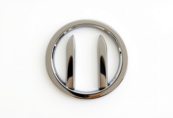 Light switch on white background with metallic shiny button elements