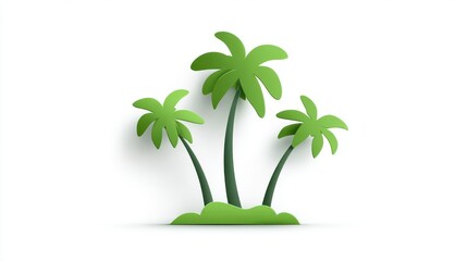 Green paper palm trees on white background